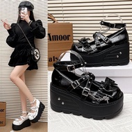 Dark Black Japanese Lolita Platform Shoes - Lightweight Y2K Style