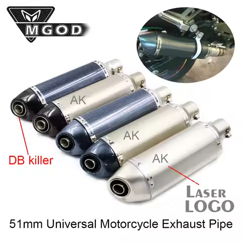 51mm Universal Motorcycle Exhaust Muffler Pipe GY6 Scooter Laser Sticker Escape Moto For Z900 Z1000