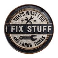 2D Flat, "I Fix Things, I Know What I'm Doing" Wooden/acrylic Sign - Perfect for Garage Decorating f