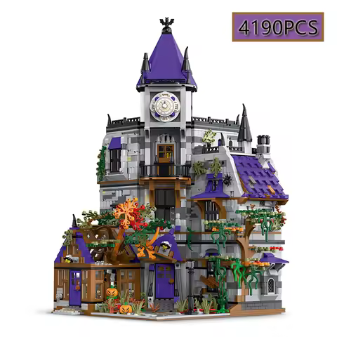 4190PCS Creative Building Block City Street View LED Mystery Construction Model Haunted House Bricks
