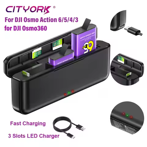 For DJI Osmo Action 6 5 Pro Action 4 3 Battery with Triple LED Charger 2250mAh for DJI Osmo 6 for DJ