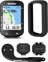 iGPSPORT BSC300 Sensor Bundle, Bicycle Computer GPS with Mapping, Includes Speed sensors/Rhythm sensors/Out-Front Bike Mount/Type-C Charging Cable and Silicone Protective Cases