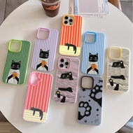 Cute Coffee Cat Pattern Striped Case For Motorola Moto G24 G64 G73 G14 G54 G84 G23 G Stylus E22 E13 