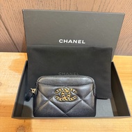 🩷CHANEL 19 AP2086 拉鍊零錢包 黑色小羊皮 金色CC 晶片款 附原廠盒及購買單據
