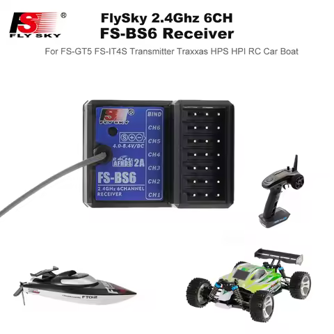 Flysky BS6 Receiver 2.4Ghz 6CH AFHDS PWM Output Built-in Gyro Fail-Safe Transmitter For GT5 FS-GT5 F