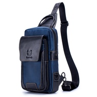 Men Leather Sling Bag Casual Chest Bag Pack Crossbody Bag Sling Backpack Travel Shoulder Backpack