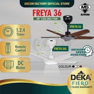 DEKA FIERO Fan FIERO FREYA 36 Inch 5 Blades 24 Speed DC Motor With Remote Control Ceiling Fan Kipas 