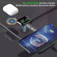 3 in 1 Charger Foldable Clear Glass Portable 15W Fast Charger for iPhone 13 12 Air Pods Apple Watch 
