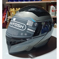 Grayfosh G3838 Full Face Flip up Double Visor Kraze Grey Black ( 2 in 1 ) ( 1pcs ) JK