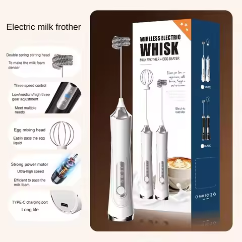 USB electric mixer, handheld coffee milk frother, portable 3-speed blender, butter maker, kitchen to