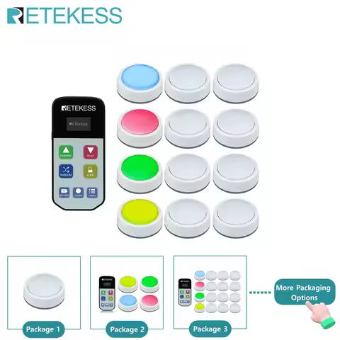 RETEKESS TM102 Wireless Quiz Answer Game Buzzer System 3 Answer Modes 4 Color States For Competition
