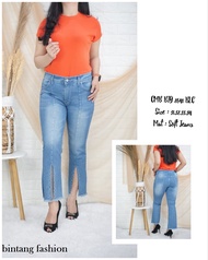 Bntg - Celana Jeans Cutbray Denim 7/9 Tulang Kaki Belah Tengah Skinny Jumbo Softjeans Premium Best S