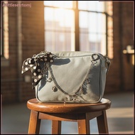 Alittlesetrtomj Retro 120cm Y2K Polka Dot Scarf Bag Chain Charm DIY Bag Hanging Chain Women’s Handba