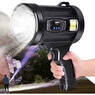 Rechargeable Spotlight Flashlights 90000 LM, Super Bright Solar Spot Light with 6 Modes, 4 Color Lig
