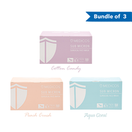 MEDICOS Ultra Soft 4ply Sub Micron Surgical Face Mask (Cotton Candy Peach Crush Aqua Coral Snow Whit