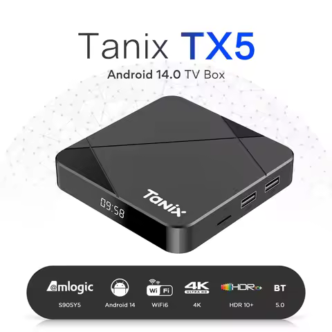 Original Tanix TX5 Android14.0 TV Box Amlogic S905Y5 Quad Core AV1 BT 2.4G&5G Dual Wifi 4K HD Set To