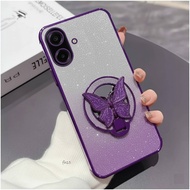 Samsung A07 A06 4G A06 5G A05 A05s Case Glitter Aesthetic Butterfly MirrorRing