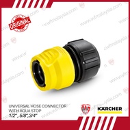 KARCHER UNIVERSAL HOSE CONNECTOR 1/2", 5/8", 3/4" w/ AQUA STOP Universal use for Garden Hoses Plasti