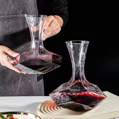 Irregular Wine Decanter Creativity 1450ml Decanter Dispenser Crystal Glass Wine Aerator Mirror Jug G