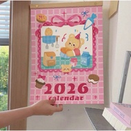 2026 Cute Cartoon Wall Calendar Minimalist Planner & Self-Discipline Habit Tracker Hanging Calendar 