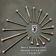 Stainless steel L-bolt M6 Length 1cm to 10cm/