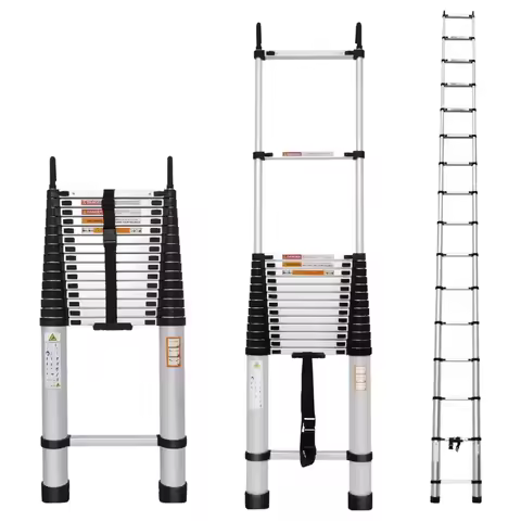 20FT Aluminum Telescopic Ladder with Hooks – Lightweight Heavy-Duty Extension Ladder, Collapsible fo