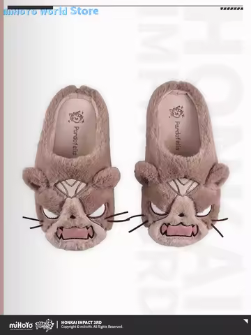MiHoYo Official Honkai Impact 3 PARDOFELIS REVERIST CALICO Themed Plush Slippers Game Shoes Accessor