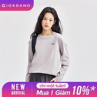 GIORDANO Women T-Shirts 100% Cotton Emotion Embroidery Tee Crewneck Long Sleeve Simple Fashion Casua