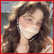 ZHEZHE Ice Silk Jade Cinnamon Dog Sunscreen Breathable Washable Summer Sunscreen Face Fashion Adjustable Cute Face Shield