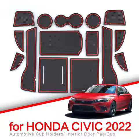 for Honda Civic 2022 11th Anti-Slip Gate Slot Mat Rubber Door Groove Pad Cup Holder Coaster Car Inte