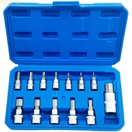 13 Piece Socket Adapter Kit 1/4 3/8 1/2 Inch Drive H2 to H14 Chrome Plated Steel