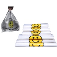 500pcs - Sando Bag / Plastic Bag color Red and Transparent Happy Smile Face Have a nice Day