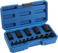 KEILEOHO 15Pcs Torx Plus Socket Set, External Star Socket with 1/2" 3/8" 1/4" Drive, EP4-EP24 Sizes 