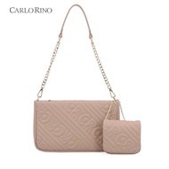 Carlo Rino Dark Beige CR Embossed Shoulder Bag