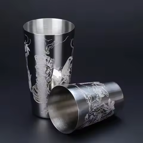 Stainless Steel Boston Shaker Tin with Etched Pattern Cocktail Shaker Martini Shaker Drink Mixer Pro