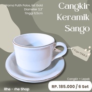 SANGO CANGKIR warna putih list Gold isi 12 pcs/set /type 5501/2