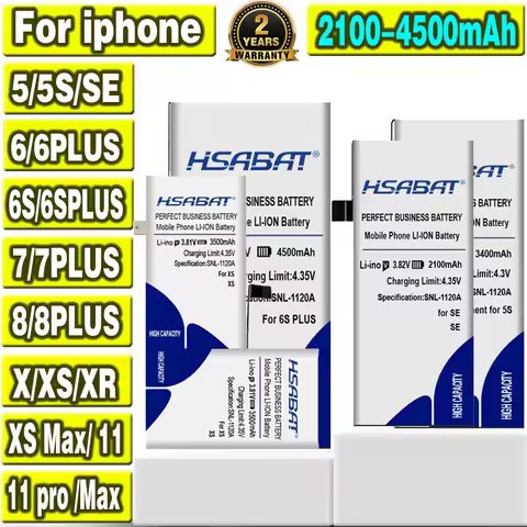 HSABAT 2100-4500mAh Top Quality Battery for iphone X XS XR 11 SE 5 5S 5C 6 6S 7 8/XS Max/6 6S 7 8 Pl