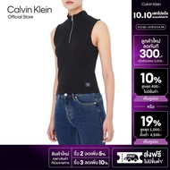 CALVIN KLEIN เสื้อกล้ามผู้หญิง Quarter Zip Top ทรง Slim รุ่น 47C909G UB1 - สีดำ