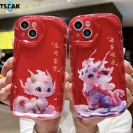 New Year Cartoon Dragon phone case for OPPO A3S A5 AX5 A5S AX5S A7 AX7 A12S A12e A12 A5 A9 2020 A8 A31 A9 F9 F11 Pro Soft Cream Wavy Curved Edge Cover