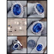 Natural Untreated Ceylon Blue Sapphire 9.67 carat with 18k gold and natural diamond ring