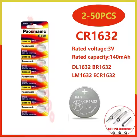 Original 2-50pcs CR1632 3v Lithium Battery DL1632 BR1632 LM1632 ECR1632 for Specialized Car Remote C