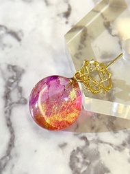 酒精墨水畫耳環 - 粉紅