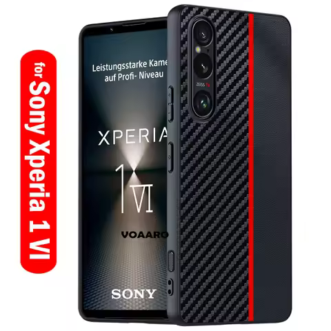 Protective Funda for Sony Xperia 1 VI Case for Sony Xperia 1 VI Case Carbon Fiber Texture Leather Co