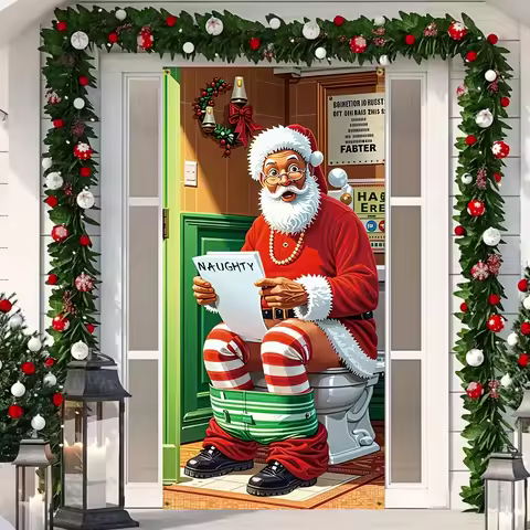 2D door banner 2D plane, 2D plane Santa Claus toilet wish list door banner, Christmas door decoratio