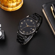 2024 Men's Trendy Roman Numerals Fashion Watch Simple All-Match Iron Band Quartz Watch 66t1