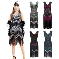 YXL Women's 1920s Plus Flapper Dress Plus Size V Neck Slip Dress Roaring 20s Dress for Party