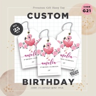 Gift TAG birthday G21 - Flamingo Rose Ok kid's birthday greeting card