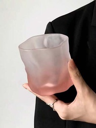 1只260ml霧面/光滑粉色不規則扭紋玻璃杯，清新簡約風格果汁杯，適用於家庭廚房，餐廳，臥室，客廳等場所。