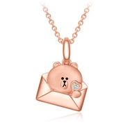 CHOW TAI FOOK LINE FRIENDS Collection 18K 750 Rose Gold Diamond Pendant - Brown Love Letter U183489