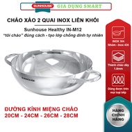 Sunhouse IN24M12, IN28M12 seamless stainless steel 2-handle stir-fry pan, size 20cm to 28cm - Can be